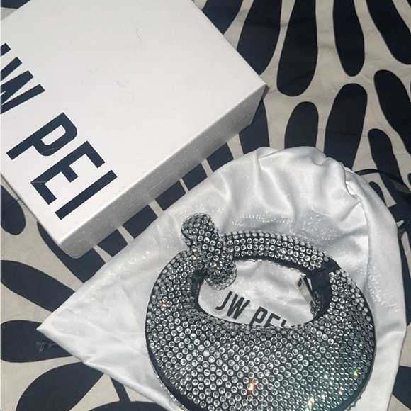 JW PEI Silver Clutch with Crystal Embellishments - Picture 1 of 8